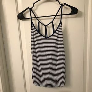 White and navy stripped tank
